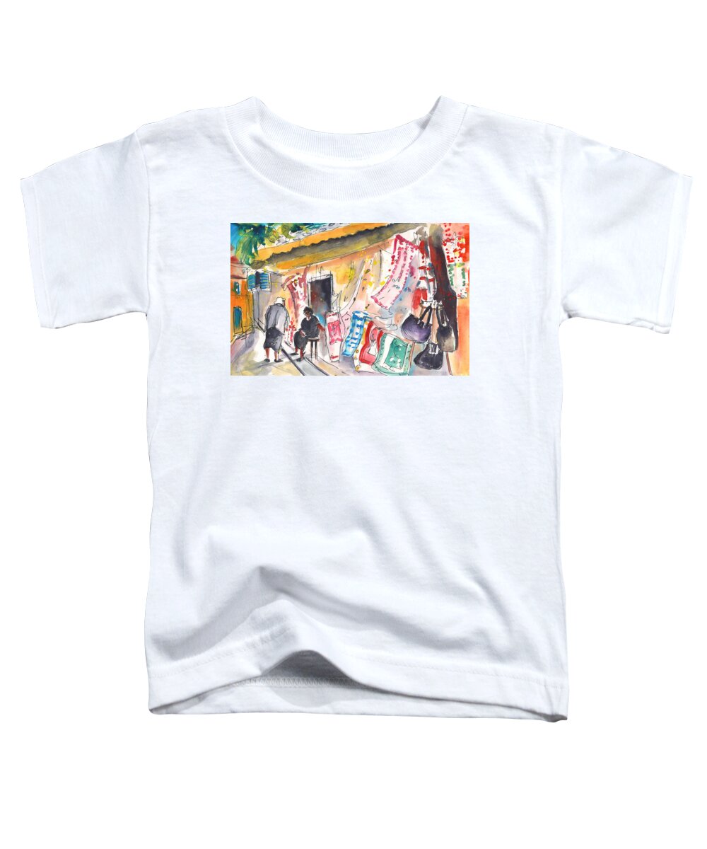 Travel Sketch Toddler T-Shirt featuring the painting Shop in Kritsa by Miki De Goodaboom