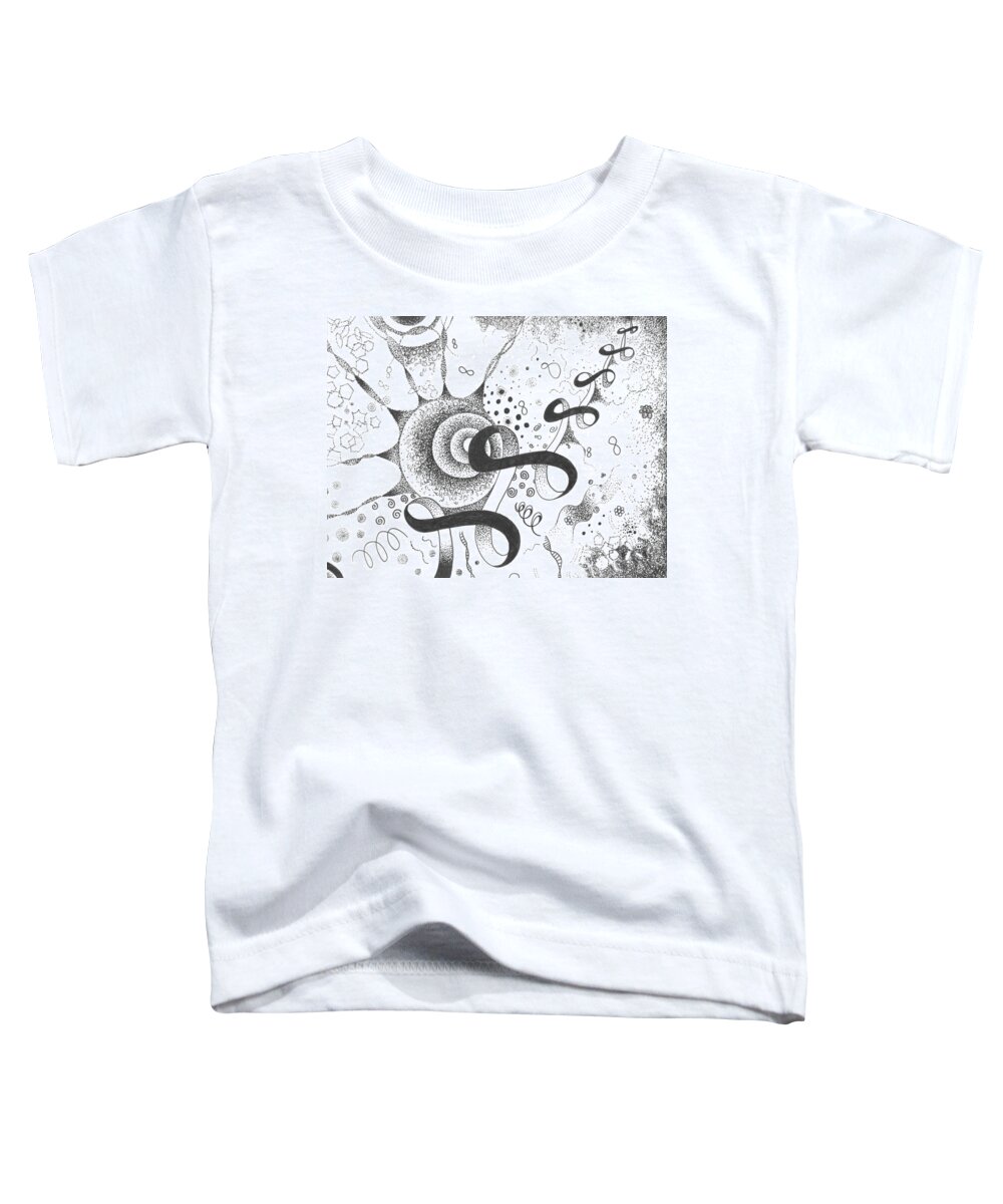 Abstract Toddler T-Shirt featuring the drawing The Silent Dance of the Particles by Helena Tiainen