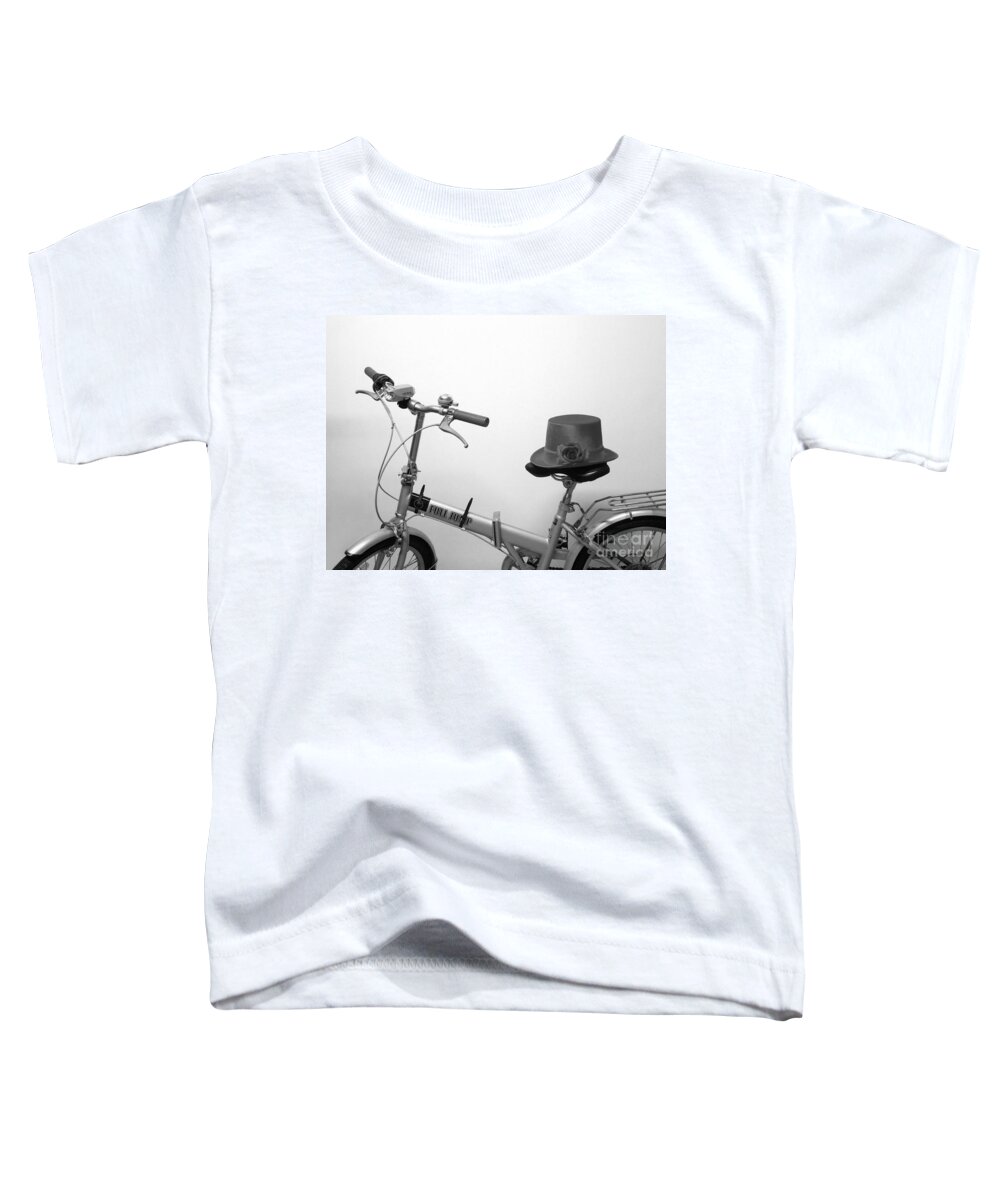Bicycle Toddler T-Shirt featuring the photograph Traveling in Style . black and white by Renee Trenholm