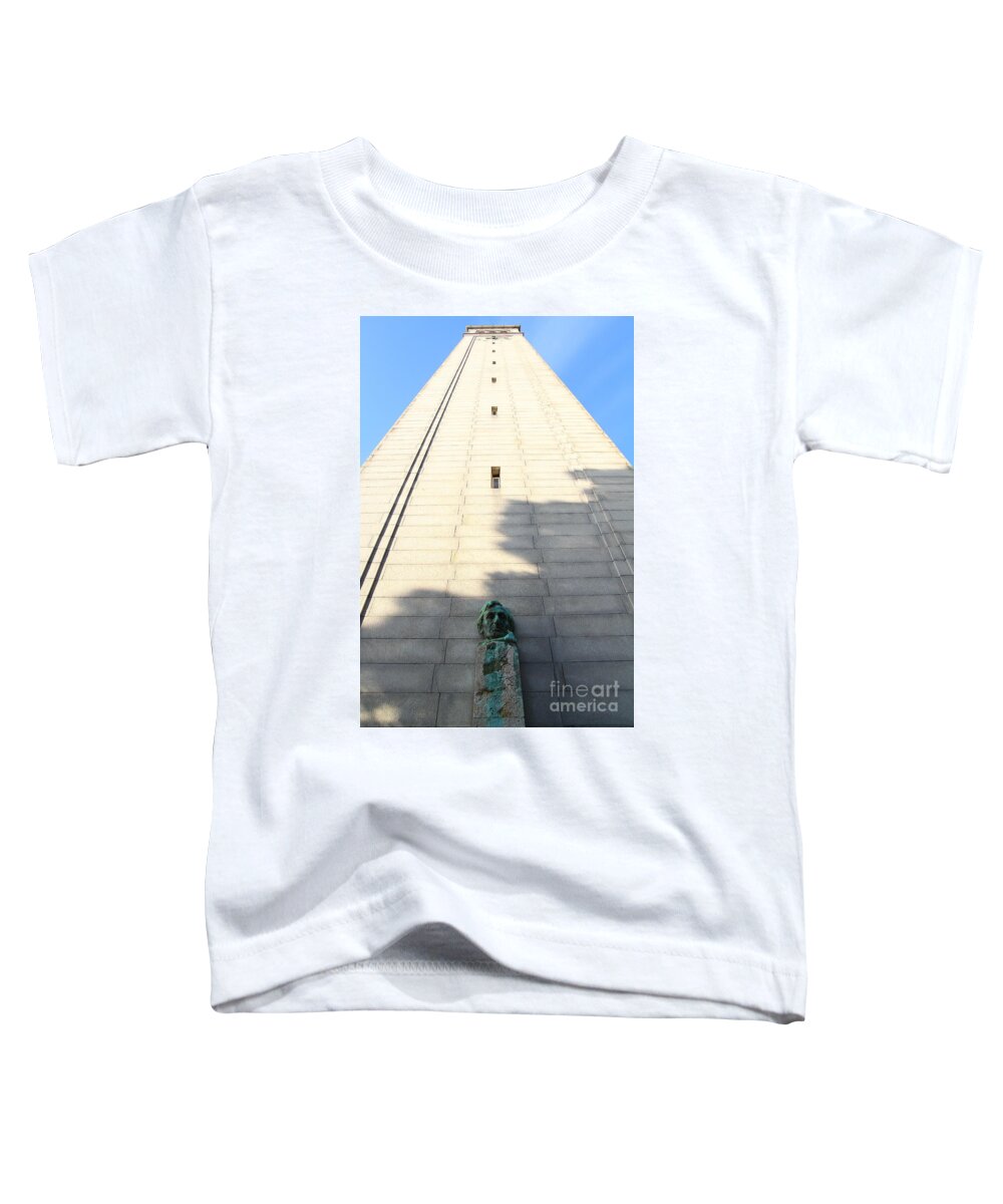 Architecture Toddler T-Shirt featuring the photograph UC Berkeley . Sather Tower . The Campanile . Clock Tower . Bust of Abraham Lincoln . 7D10072 by Wingsdomain Art and Photography