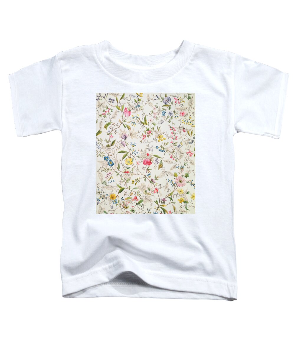 Kilburn Toddler T-Shirt featuring the painting Wild flowers design for silk material by William Kilburn