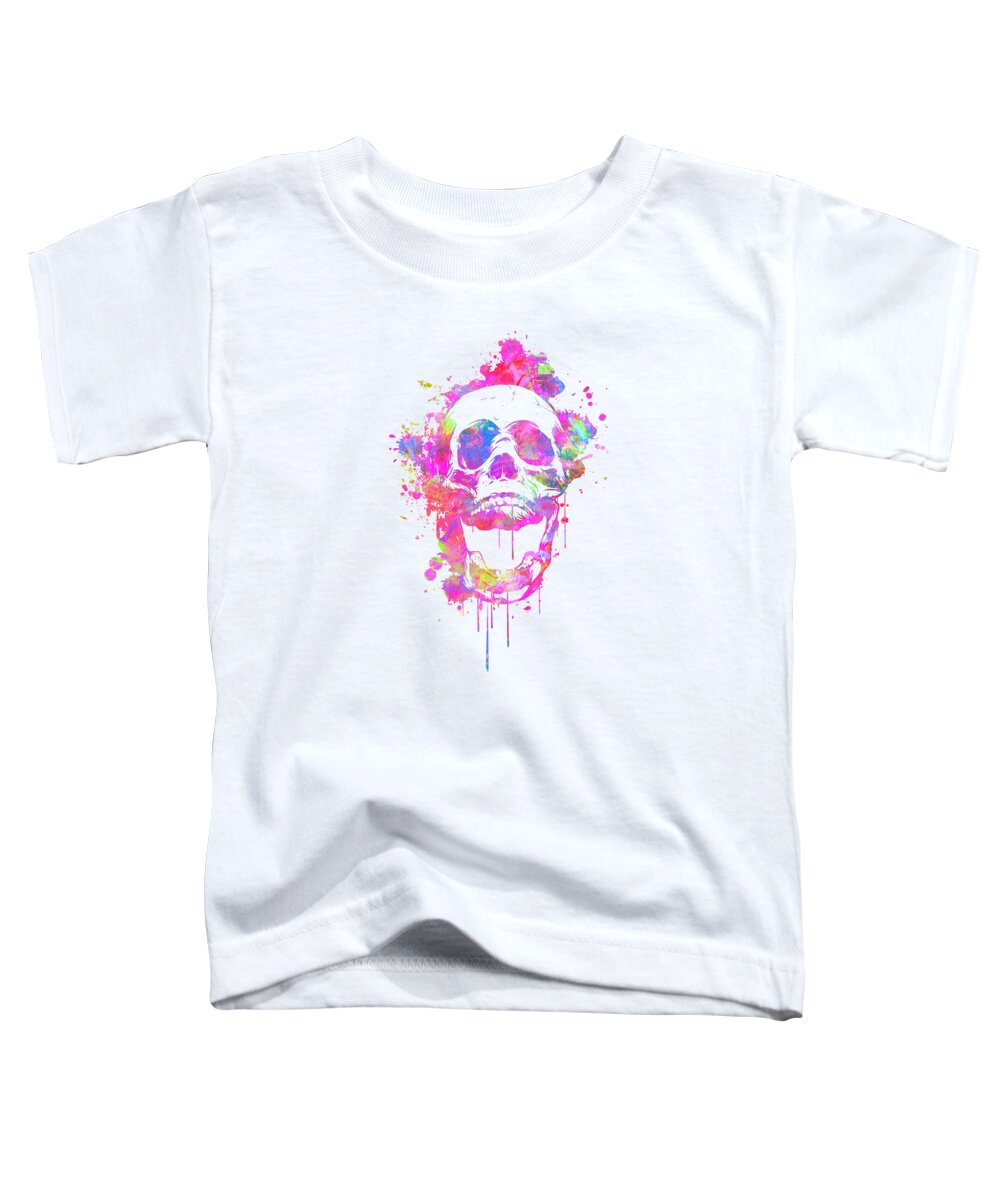 Illusion Toddler T-Shirt featuring the digital art Cool and Trendy Pink Watercolor Skull by Philipp Rietz
