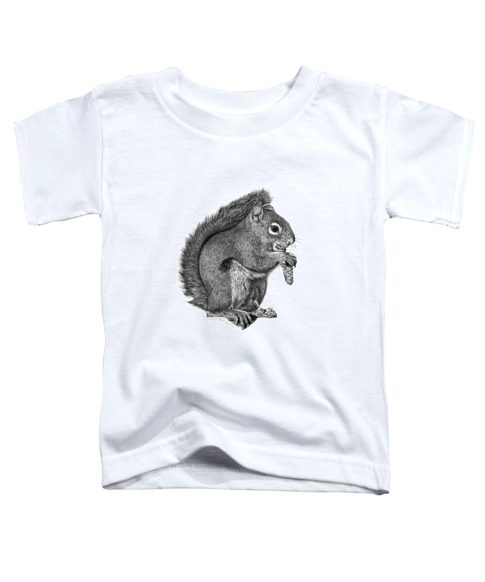 Graphite Toddler T-Shirt featuring the drawing 058 Sweeney the Squirrel by Abbey Noelle