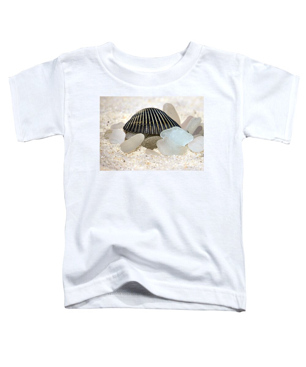 Black Toddler T-Shirt featuring the photograph Black and White Sea Glass by Janice Drew