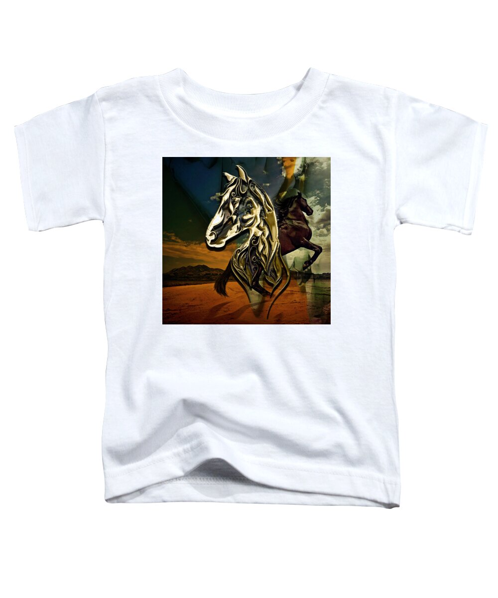 Horse Toddler T-Shirt featuring the mixed media Horse art Collection #1 by Marvin Blaine