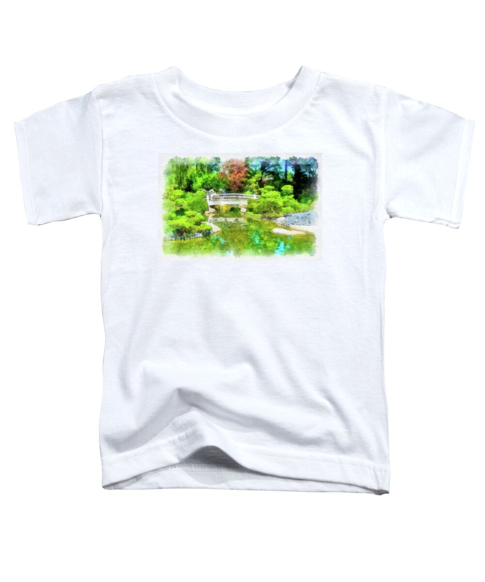 Japanese Toddler T-Shirt featuring the mixed media Japanese Garden #1 by Joseph Hollingsworth