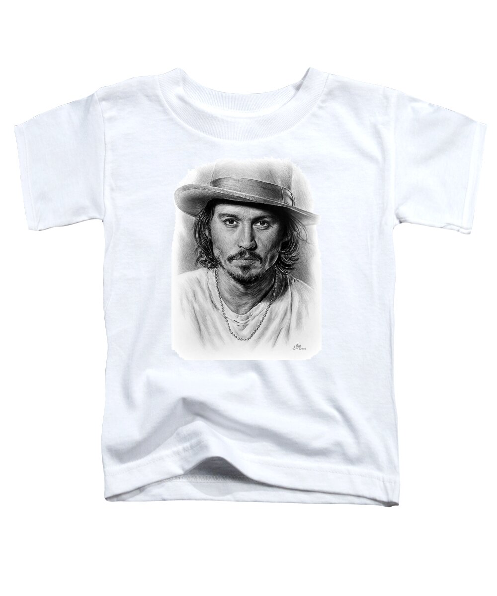 Johnny Depp Toddler T-Shirt featuring the drawing Johnny Depp #5 by Andrew Read
