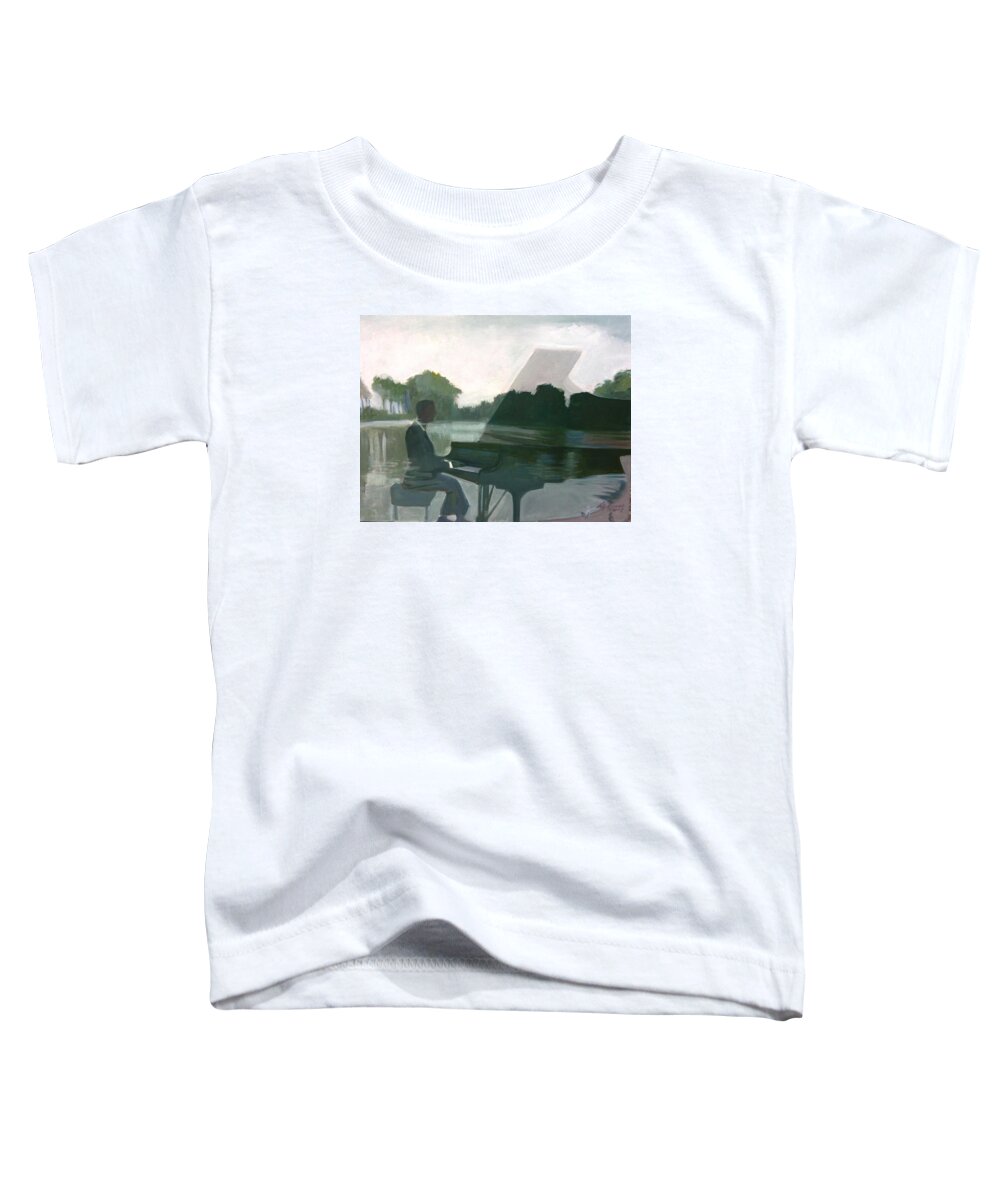Pianist Toddler T-Shirt featuring the painting Justin Levitt Steinway Piano Spreckles Lake #1 by Suzanne Giuriati Cerny