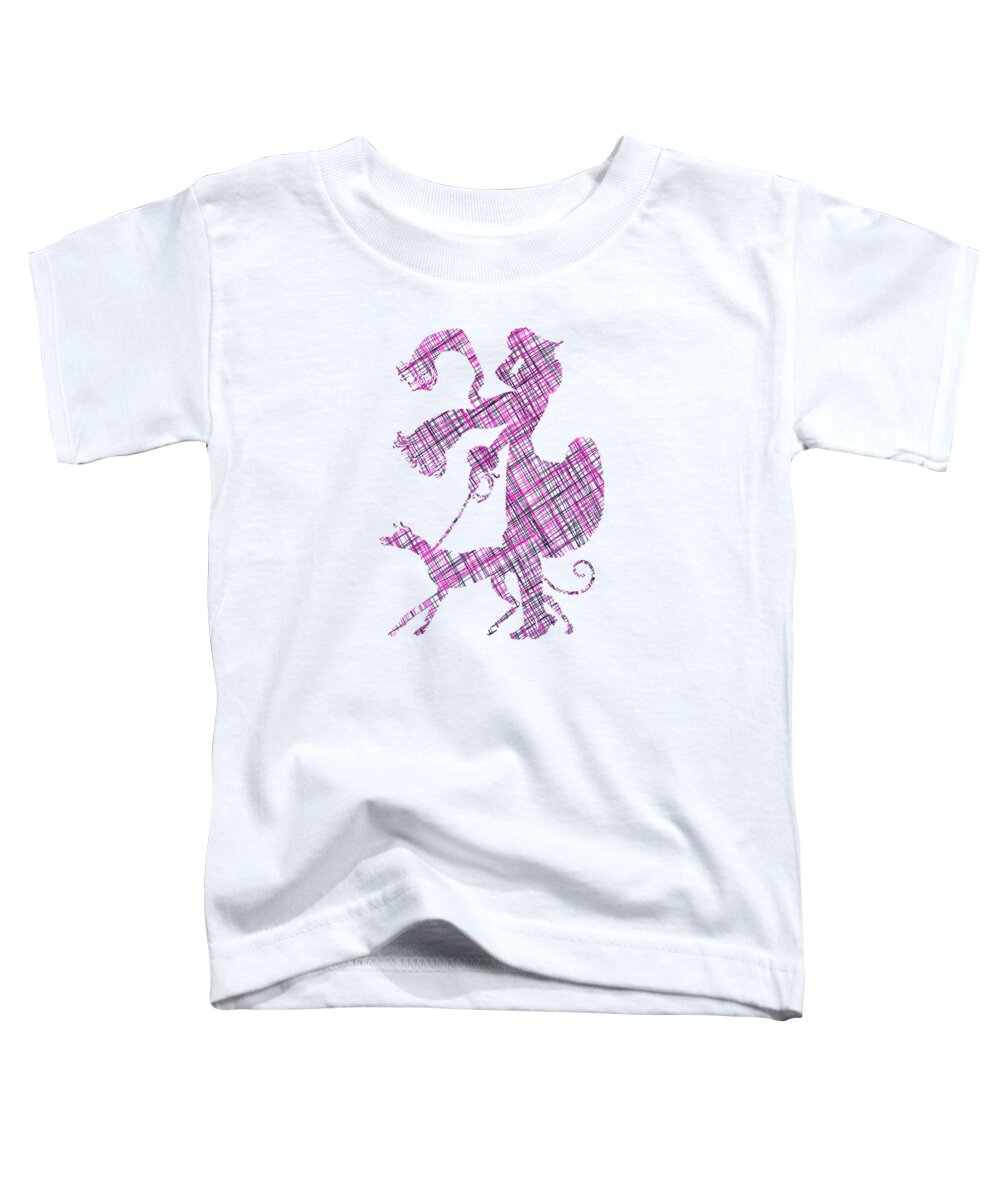 Lady Toddler T-Shirt featuring the digital art Lady Dog Walker Threads Transparent Background #1 by Barbara St Jean