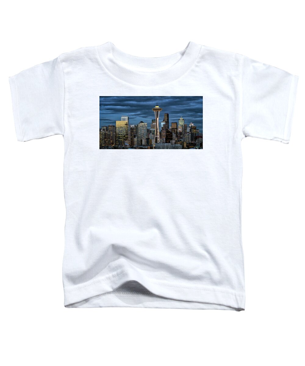 Seattle Toddler T-Shirt featuring the photograph Seattle Night #1 by Robert Fawcett