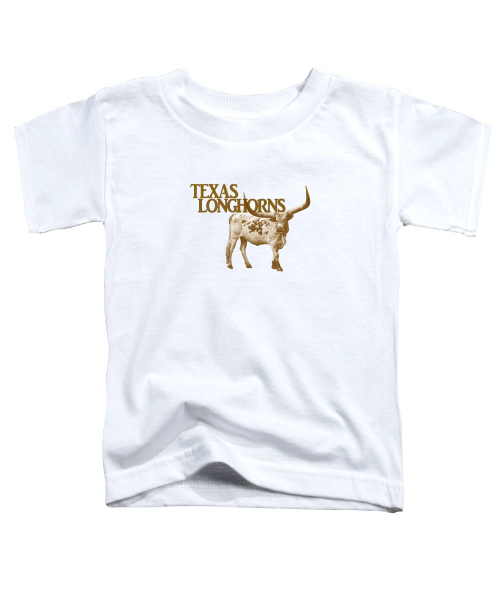 Texas Longhorns Toddler T-Shirt featuring the photograph Texas Longhorns by Priscilla Burgers