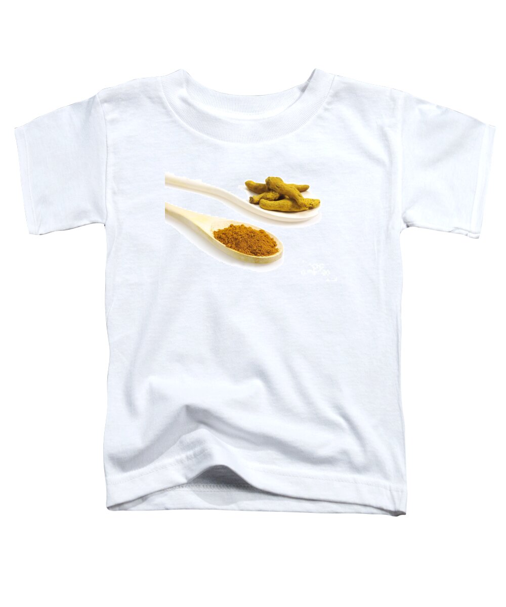 Cut Out Toddler T-Shirt featuring the photograph Turmeric Root And Powder #1 by Gerard Lacz