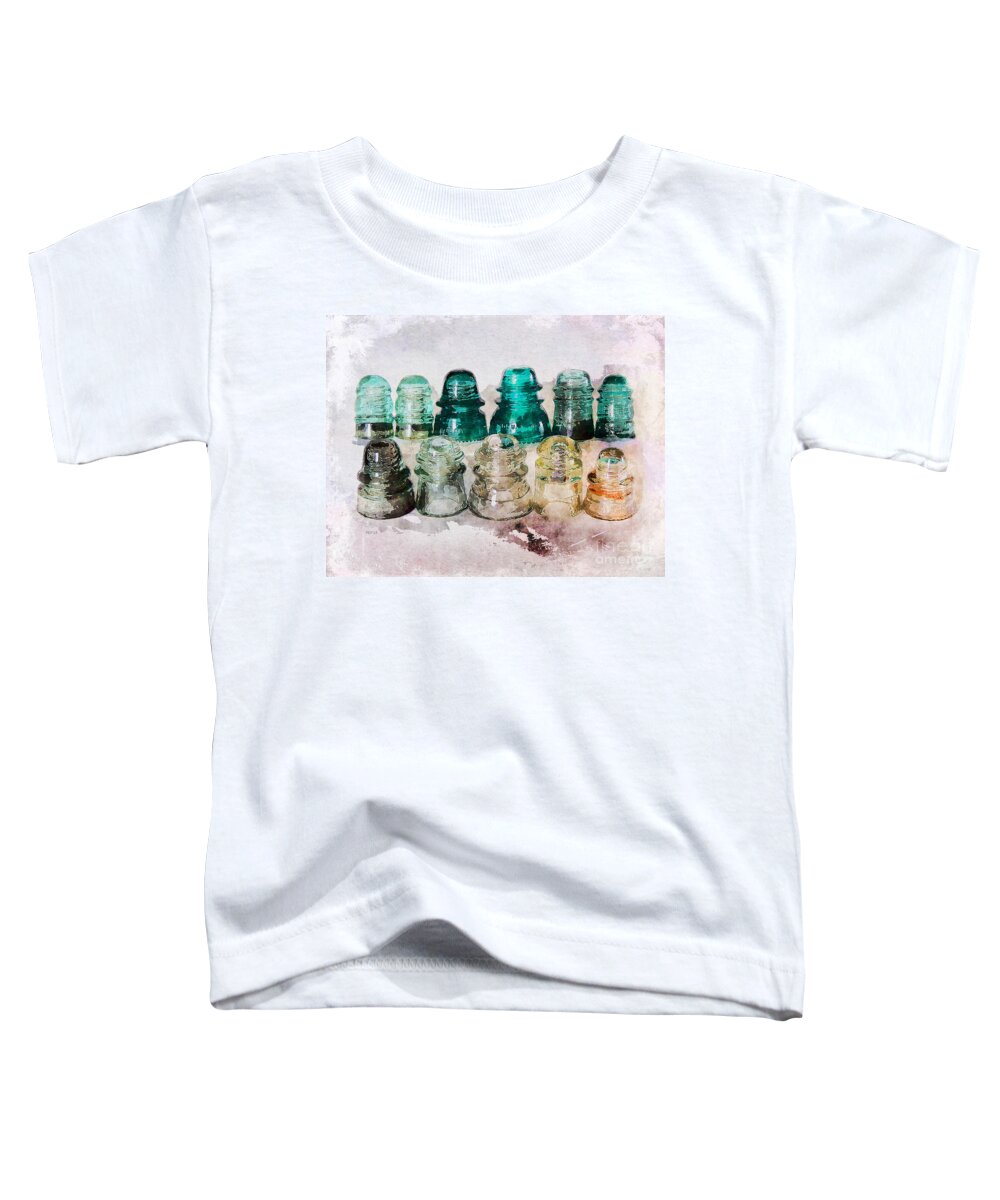 Glass Toddler T-Shirt featuring the photograph Vintage Glass Insulators #1 by Phil Perkins