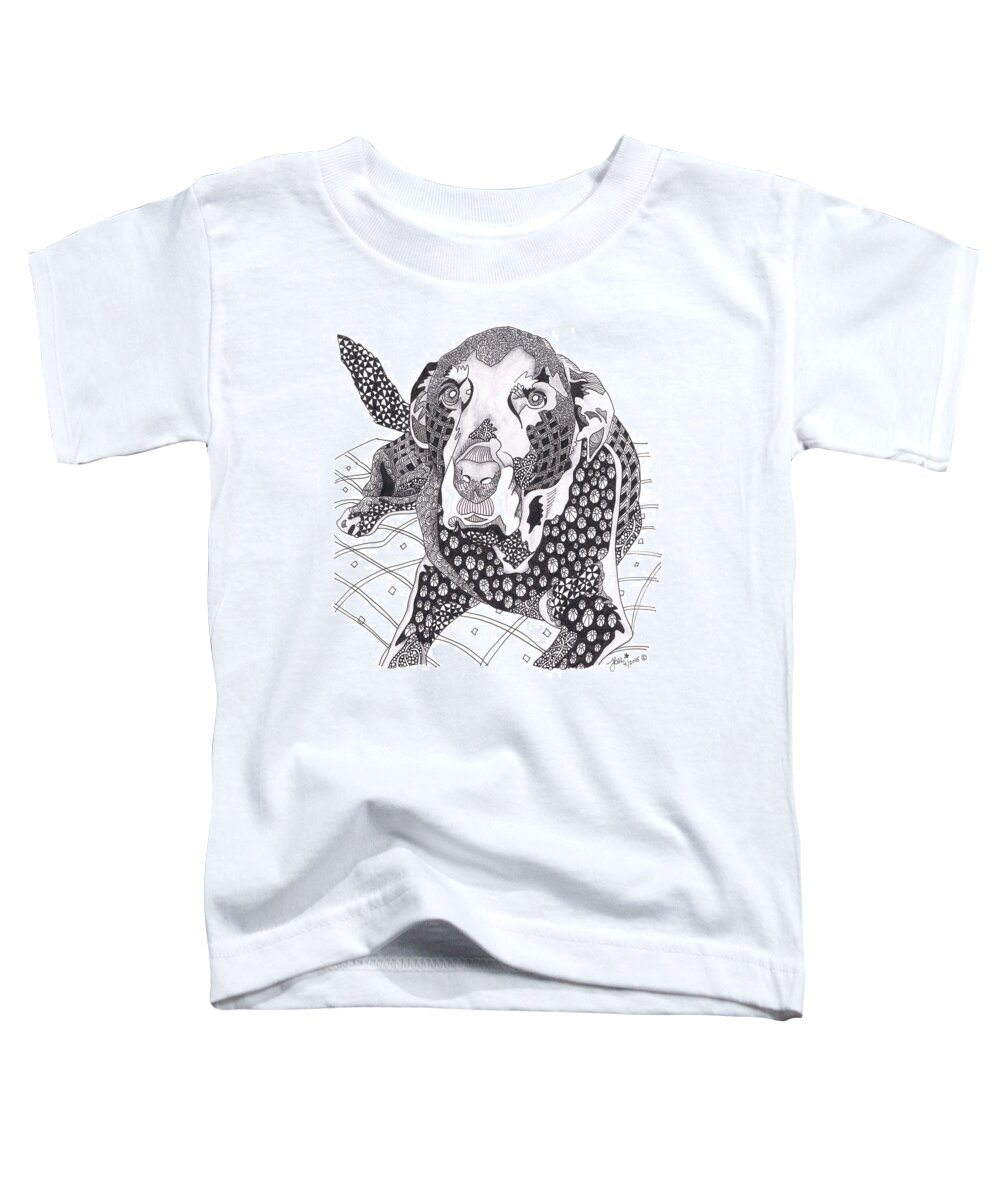Zentangle Toddler T-Shirt featuring the drawing Zentangle Dog by Jan Steinle