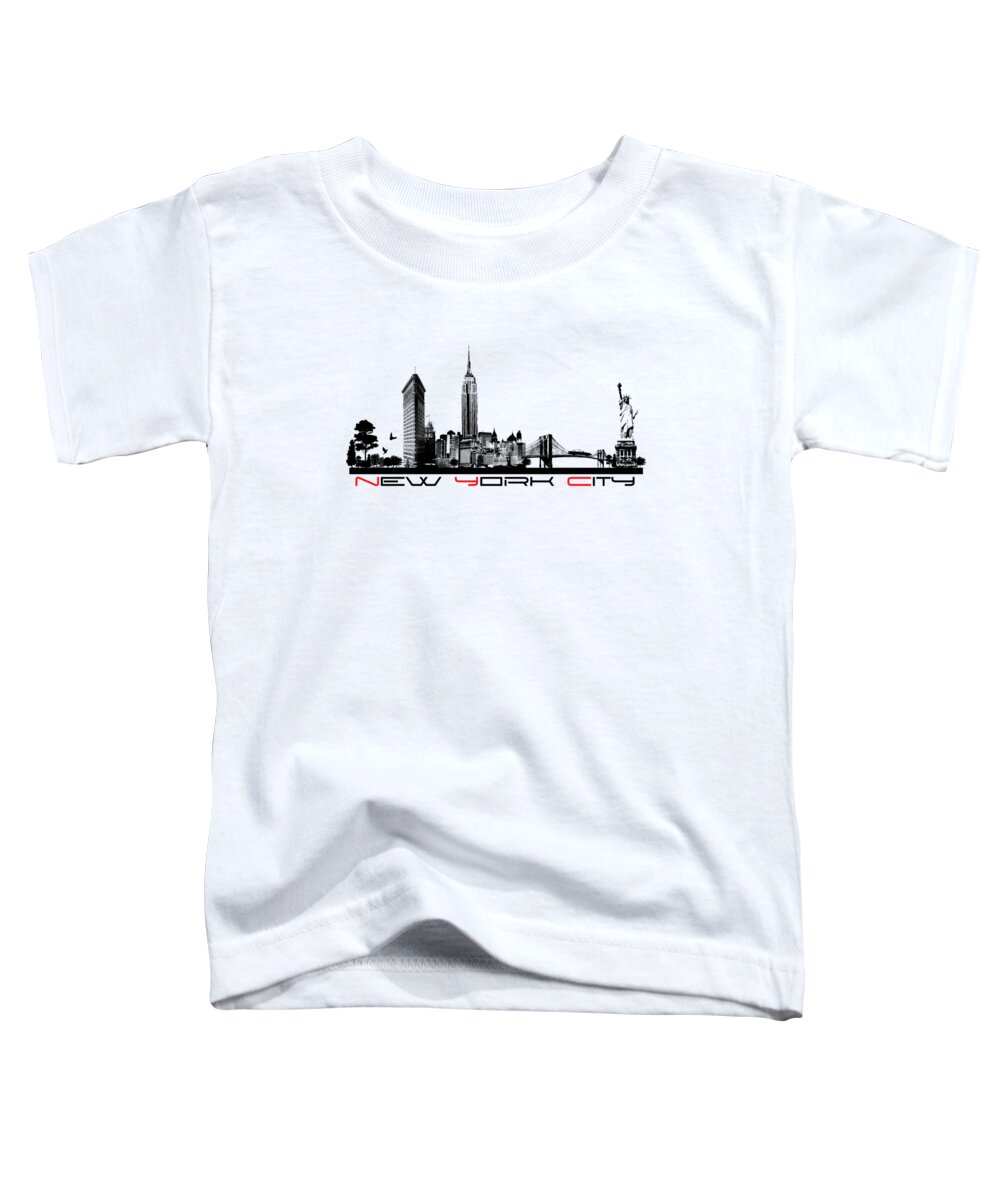 New York Toddler T-Shirt featuring the digital art New York city skyline #11 by Justyna Jaszke JBJart
