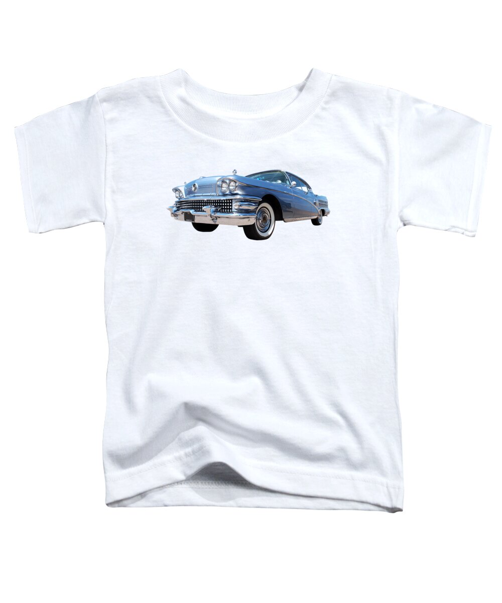 Buick Toddler T-Shirt featuring the photograph 1958 Buick Roadmaster 75 in a Blue Mood by Gill Billington