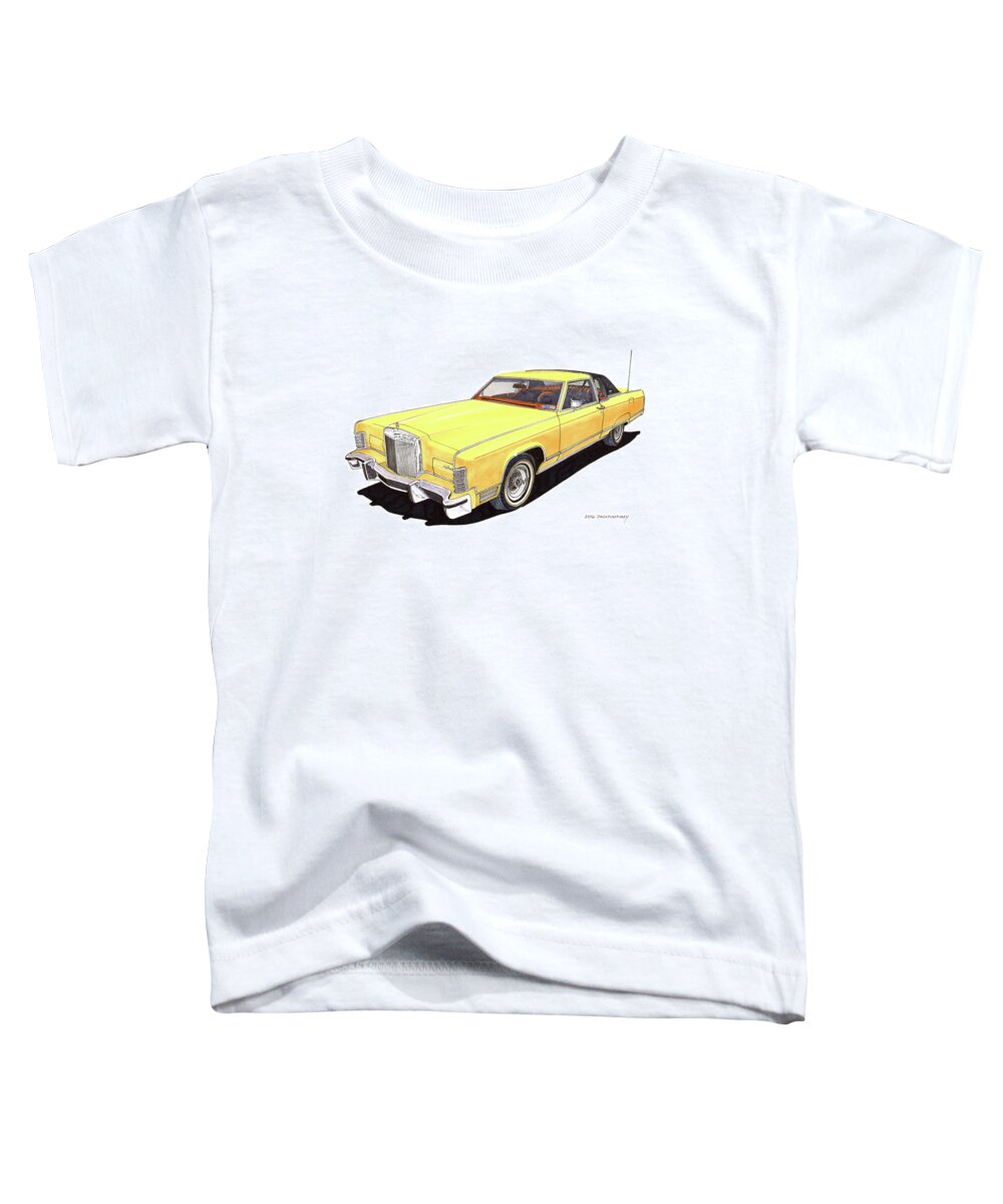 Watercolor Artwork Of 1977 Lincoln Town Coupe Toddler T-Shirt featuring the painting 1977 Lincoln Town Coup by Jack Pumphrey