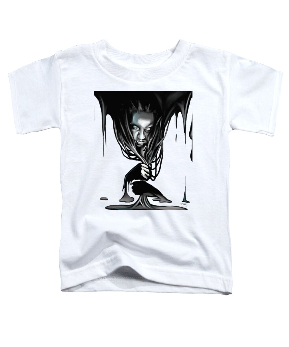 Woman Toddler T-Shirt featuring the drawing Black. #2 by Terri Meredith
