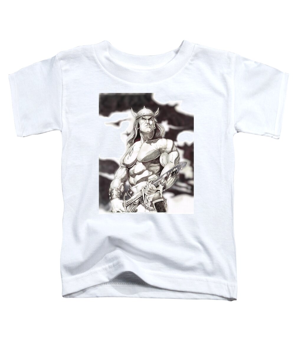 Conan Toddler T-Shirt featuring the drawing Conan The Barbarian #2 by Bill Richards
