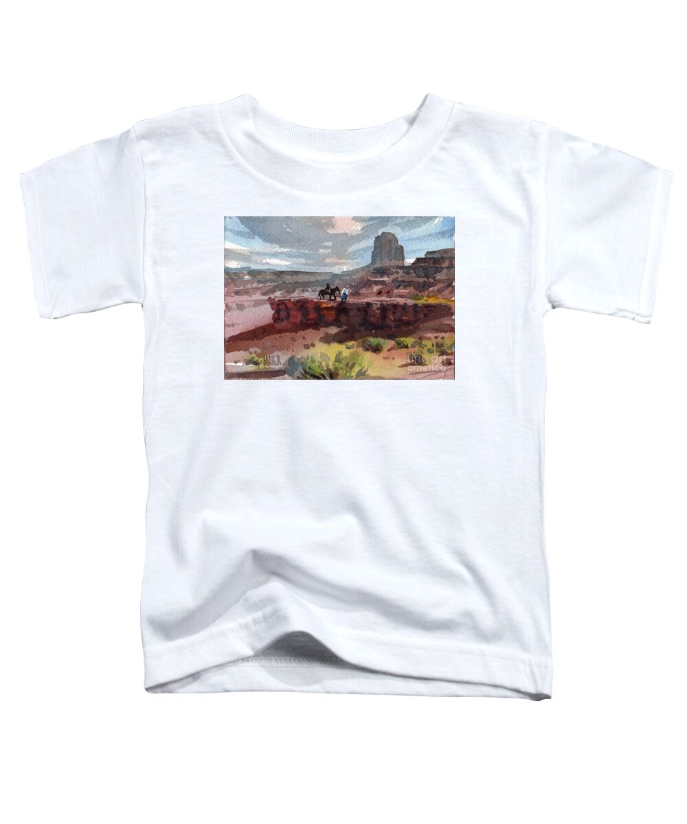 Navajo Toddler T-Shirt featuring the painting Father and Son #1 by Donald Maier