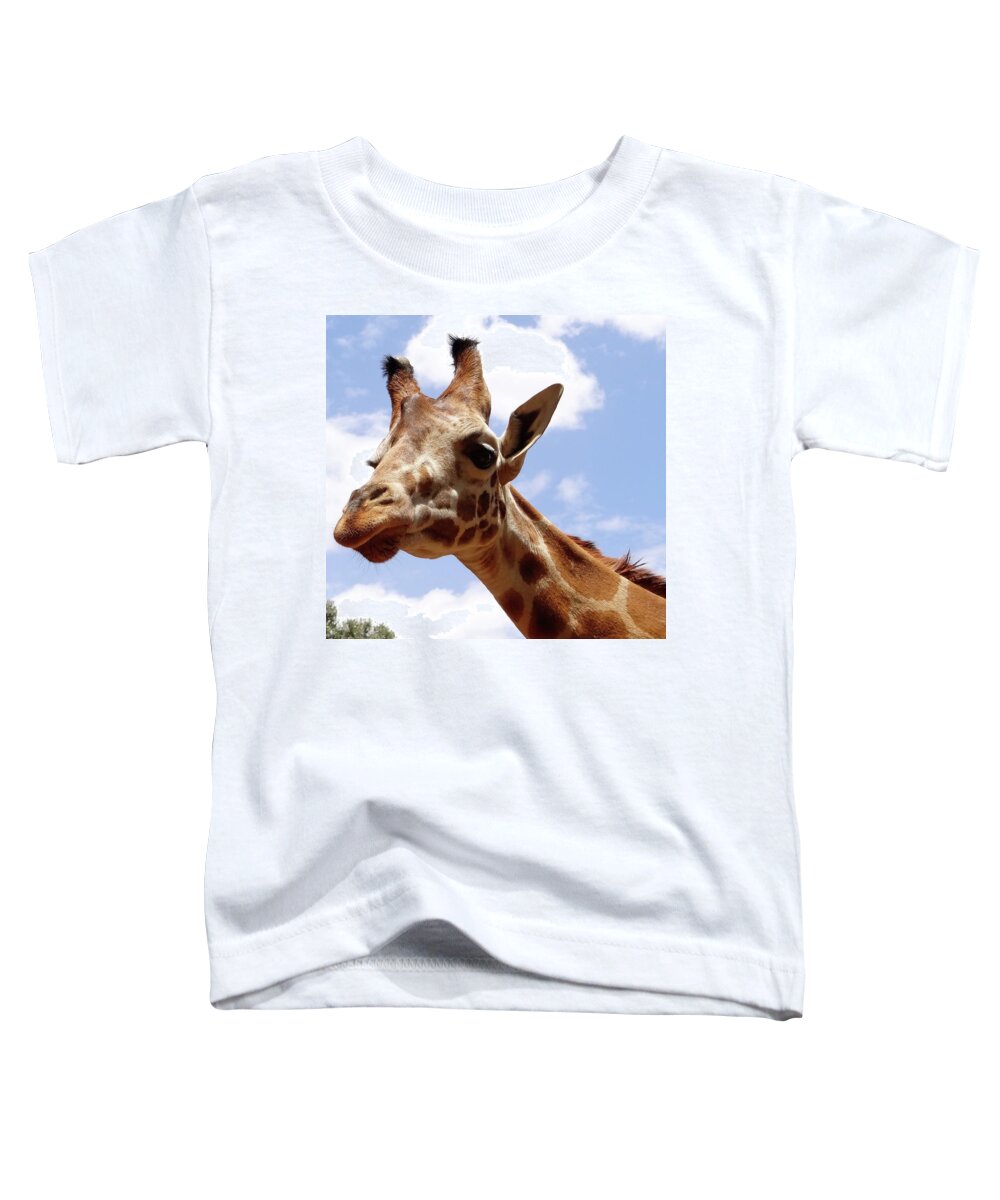Exploramum Toddler T-Shirt featuring the photograph Giraffe getting personal 6 #2 by Exploramum Exploramum