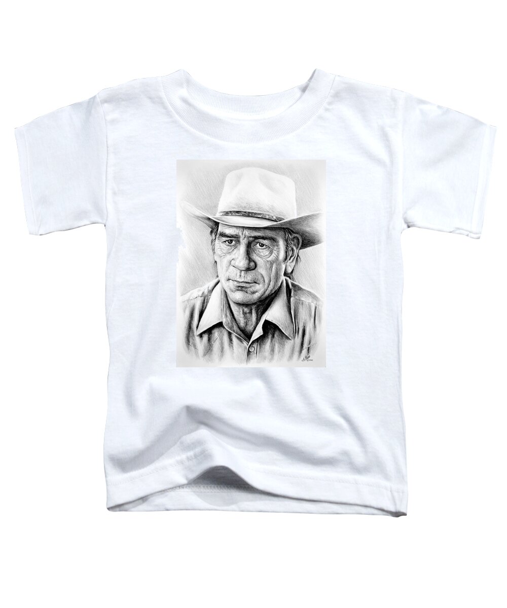 Tommy Lee Jones Toddler T-Shirt featuring the drawing Tommy Lee Jones #2 by Andrew Read