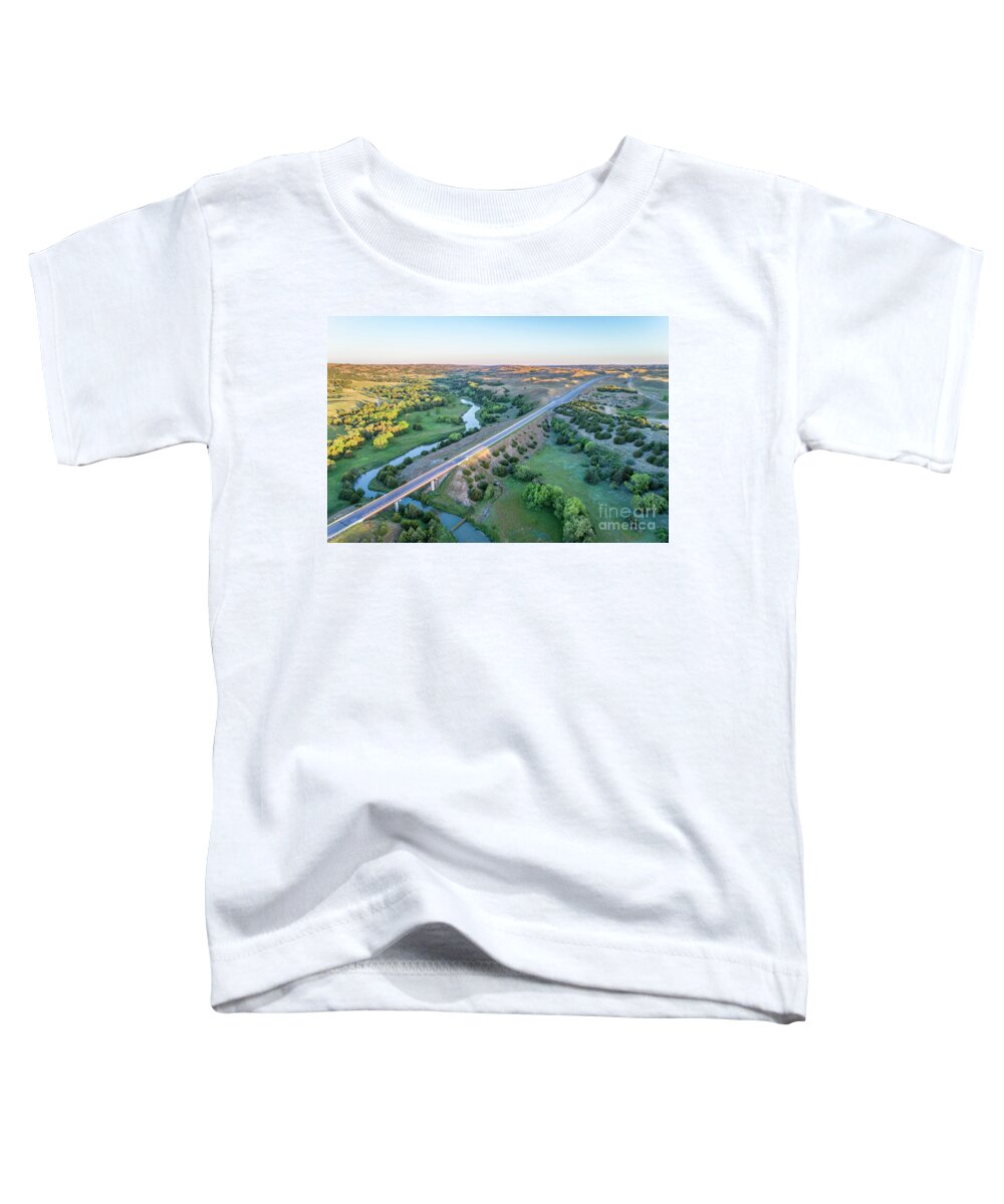 Dismal River Toddler T-Shirt featuring the photograph aerial view of Dismal River in Nebraska #3 by Marek Uliasz