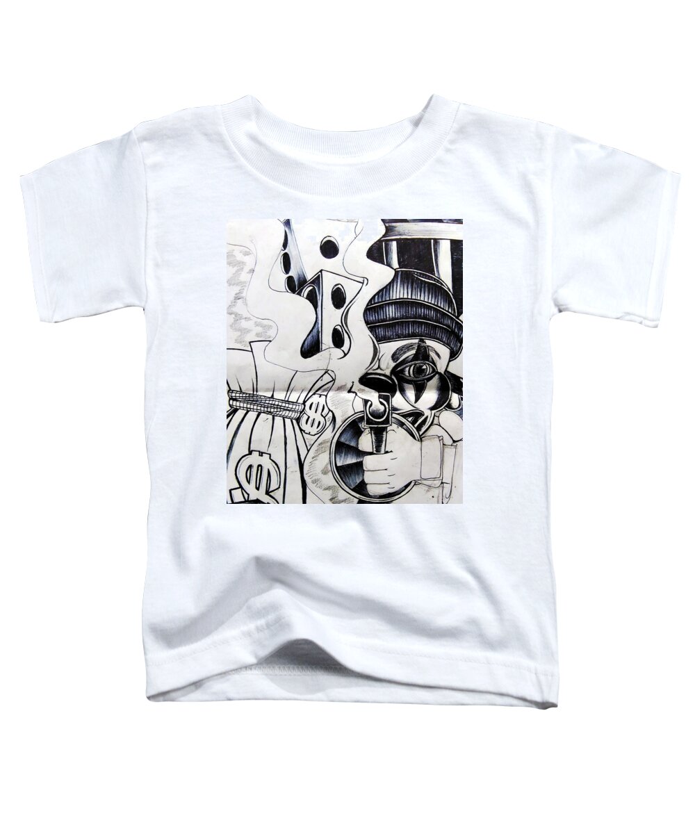 Black Art Toddler T-Shirt featuring the drawing Untitled 4 by A S