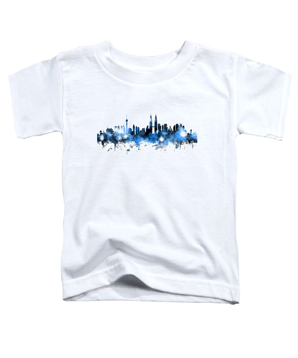 Watercolour Toddler T-Shirt featuring the digital art Kuala Lumpur Malaysia Skyline #5 by Michael Tompsett