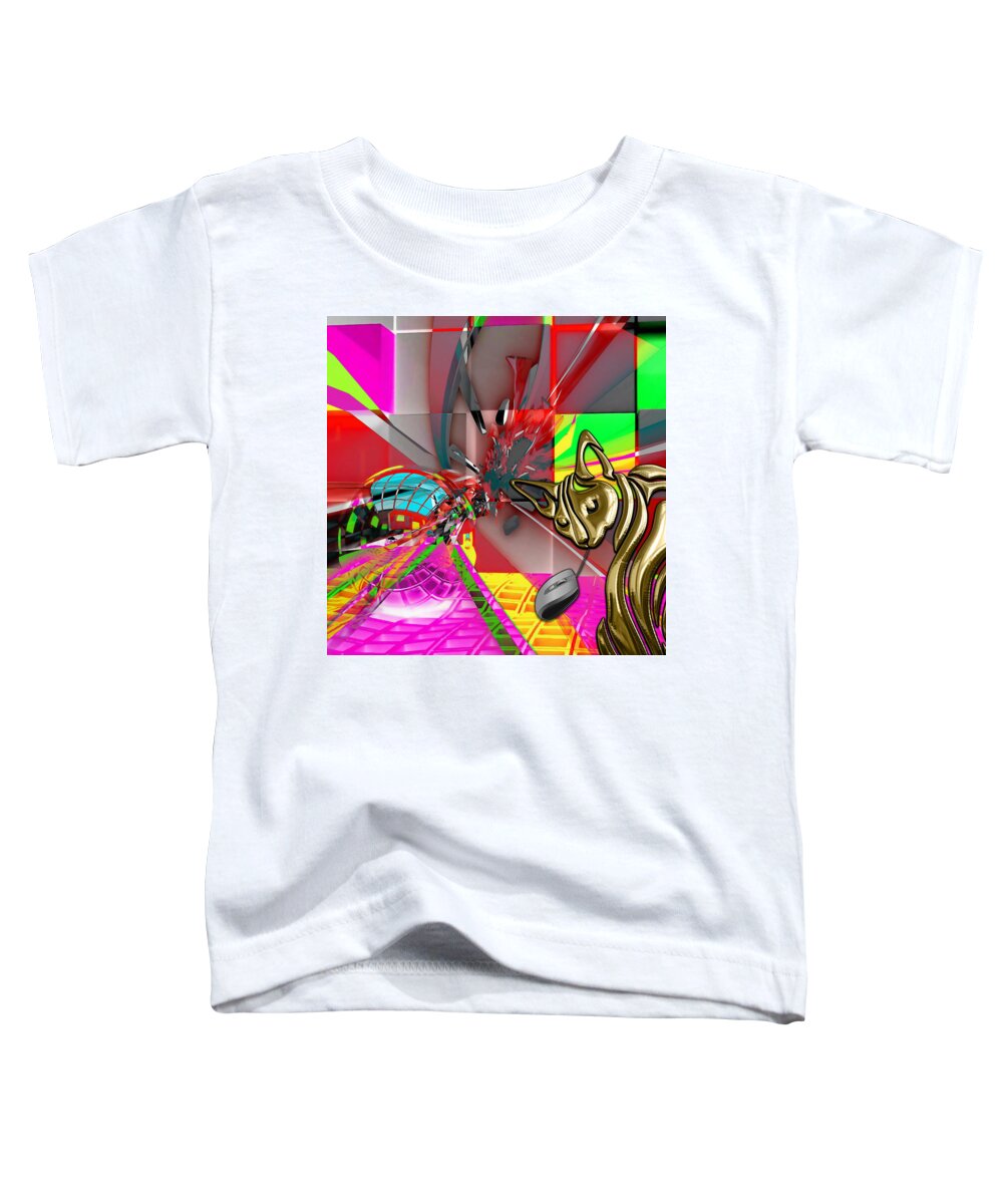 Kitten Toddler T-Shirt featuring the mixed media Cat and Mouse Art Collection #6 by Marvin Blaine