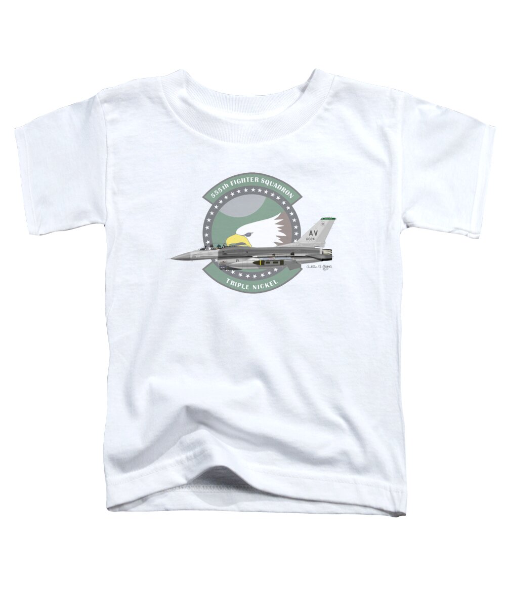 Lockheed Toddler T-Shirt featuring the digital art Lockheed Martin F-16C Viper #8 by Arthur Eggers