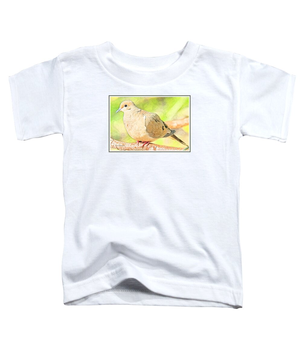 Mourning Dove Toddler T-Shirt featuring the digital art Mourning Dove Animal Portrait #6 by A Macarthur Gurmankin