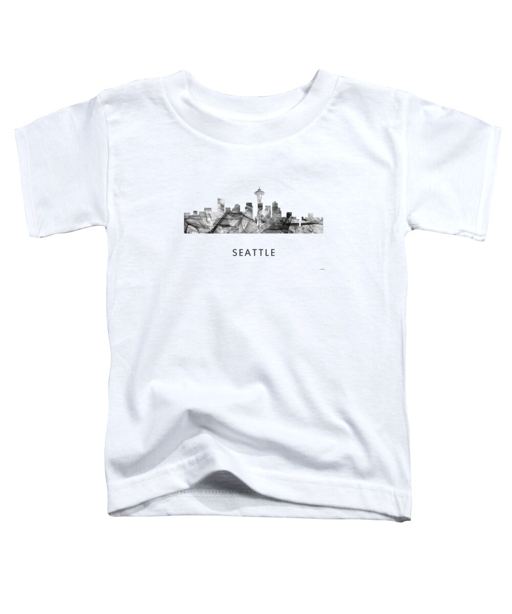 Seattle Washington Skyline Toddler T-Shirt featuring the digital art Seattle Washington Skyline #7 by Marlene Watson