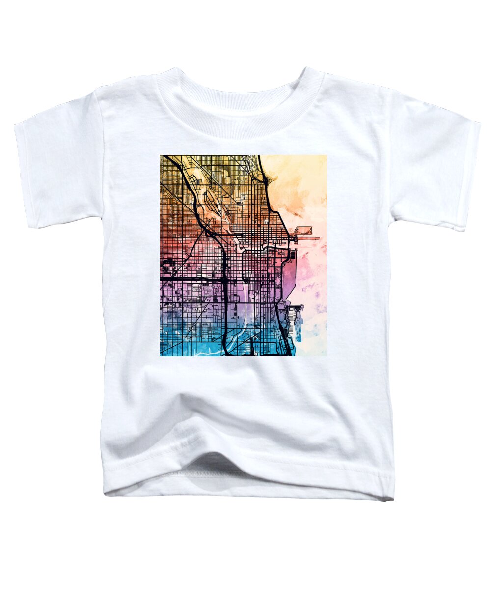 Chicago Toddler T-Shirt featuring the digital art Chicago City Street Map #8 by Michael Tompsett