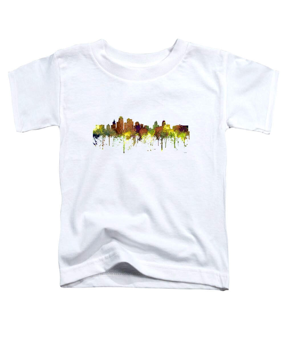 Kansas City Missouri Skyline Toddler T-Shirt featuring the digital art Kansas City Missouri Skyline #9 by Marlene Watson