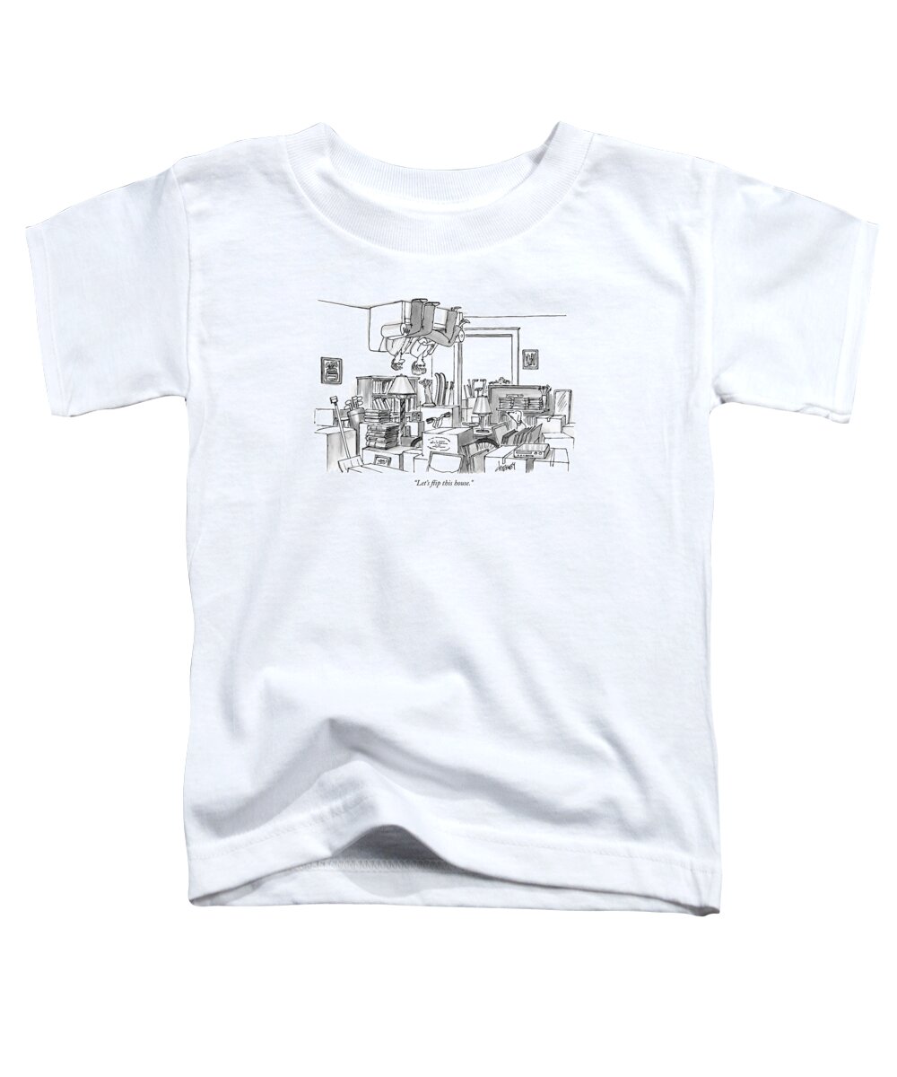Cctk Toddler T-Shirt featuring the drawing A Couple Sits On An Upside Down Sofa by Tom Cheney