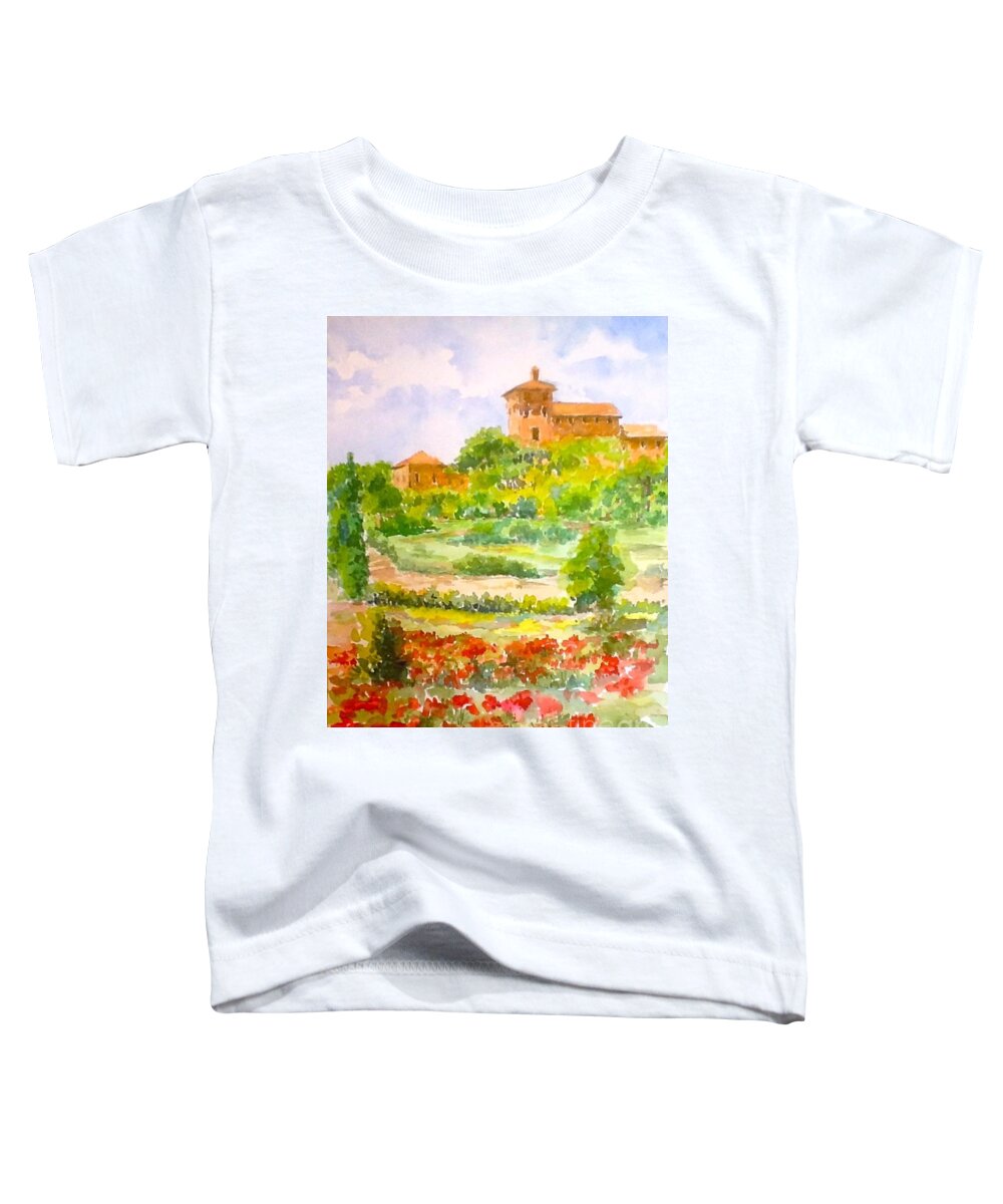 Tuscany Toddler T-Shirt featuring the painting A Hillside near San Gimignano by Patsy Walton