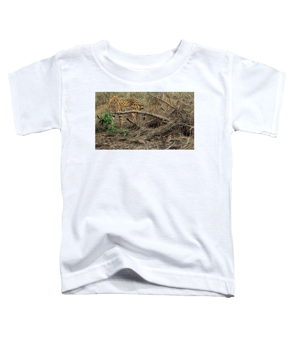 Serval Toddler T-Shirt featuring the painting A Quiet Approach by Alan M Hunt