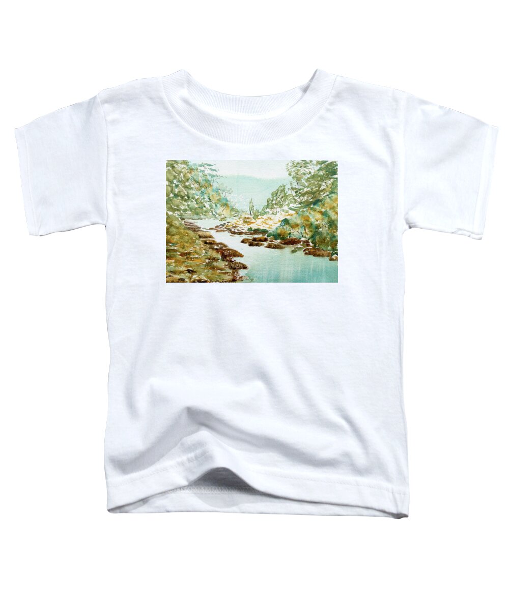 Australia Toddler T-Shirt featuring the painting A Quiet Stream in Tasmania by Dorothy Darden