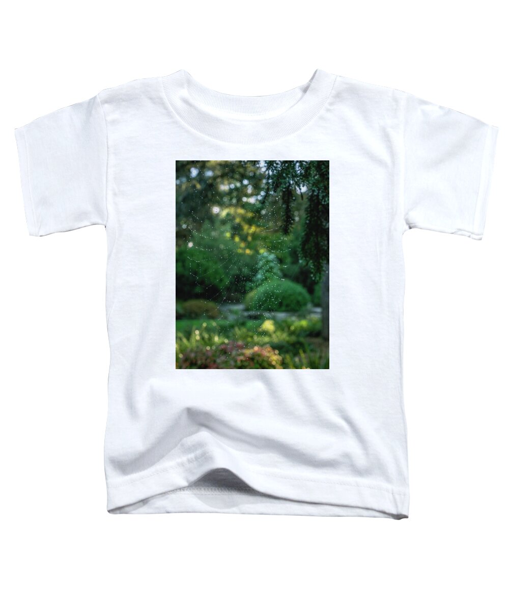 Web Toddler T-Shirt featuring the photograph Morning Web by Gene Garnace