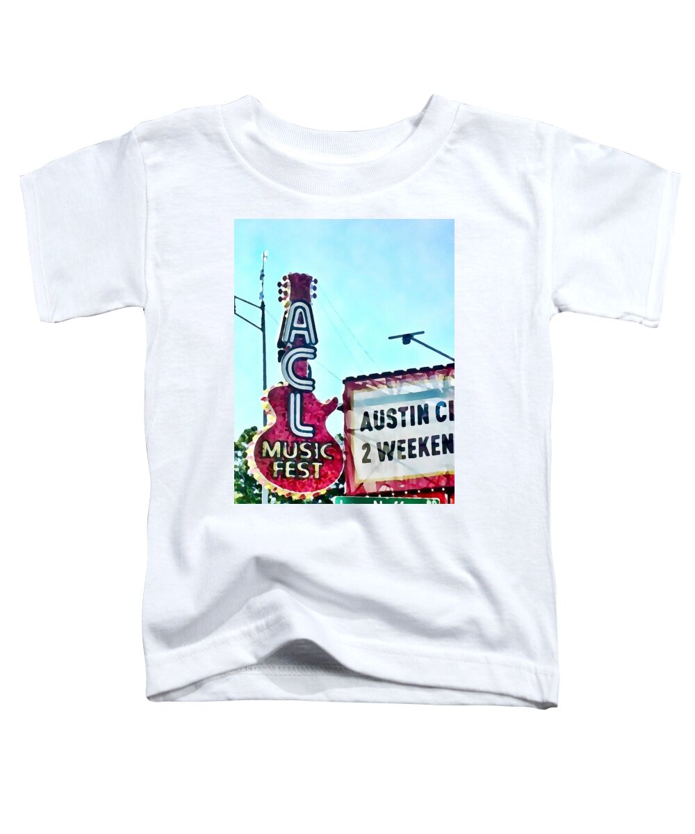 Acl Music Toddler T-Shirt featuring the digital art ACL Music Festival Water Color by Mary Pille