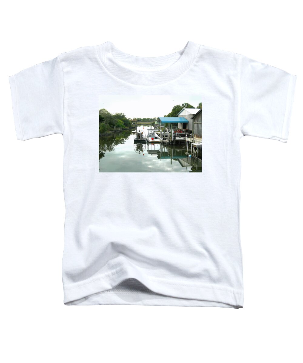 Airboat Toddler T-Shirt featuring the photograph Airboat Fishing for a Living by Deborah Ferree