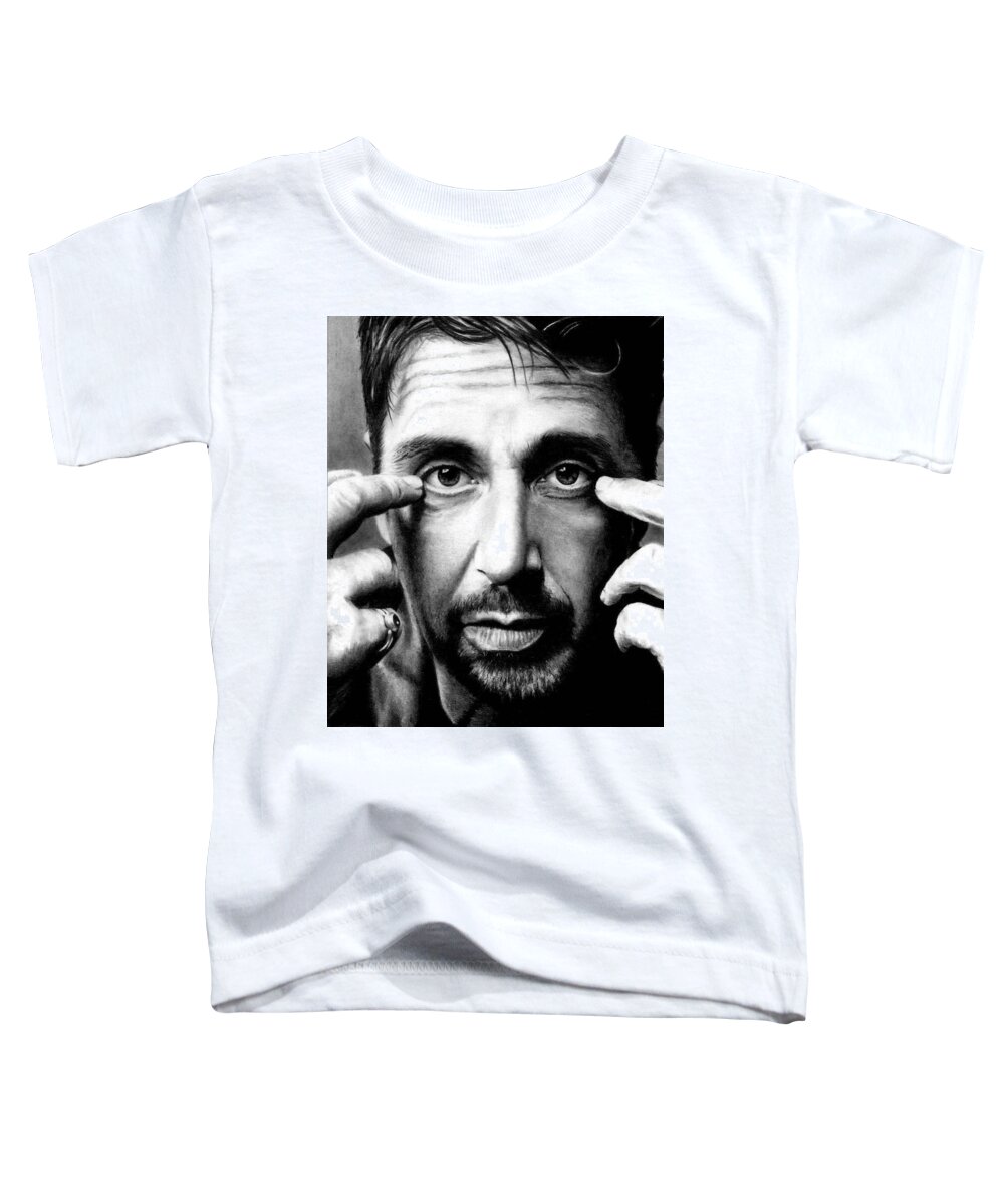 Al Pacino Toddler T-Shirt featuring the drawing Al Pacino by Rick Fortson