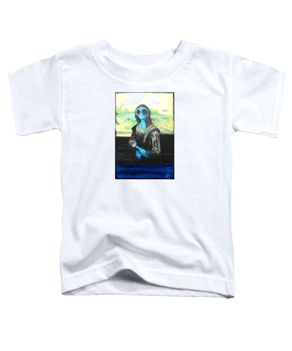 Mona Lisa Toddler T-Shirt featuring the painting alien Mona Lisa by Similar Alien