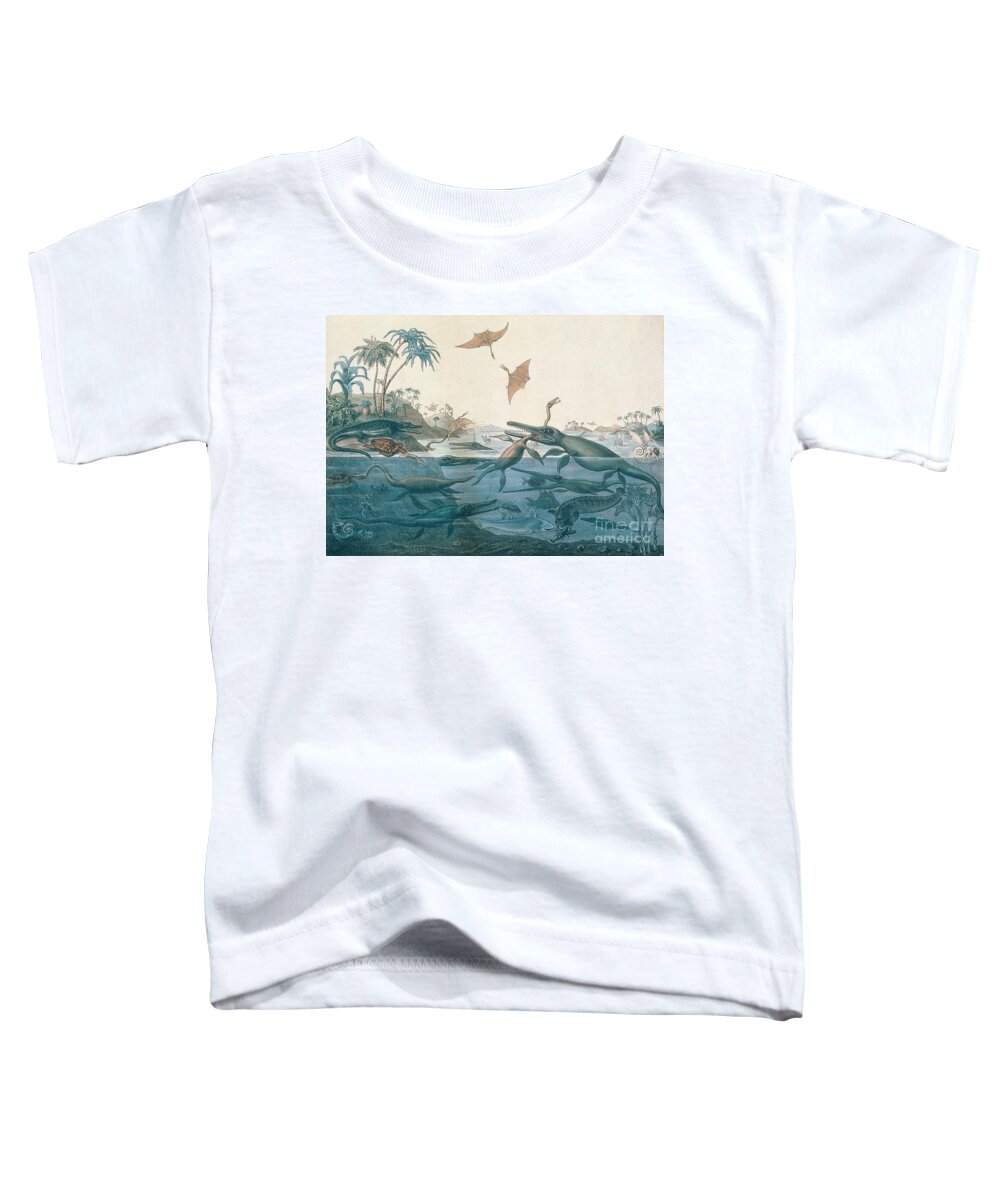 Duria Antiquior Toddler T-Shirt featuring the drawing Ancient Dorset by Henry Thomas De La Beche