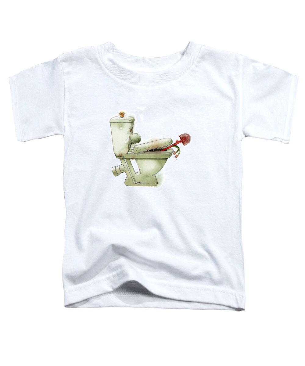 Wc Bathroom Toilet White Toddler T-Shirt featuring the painting Angry WC by Kestutis Kasparavicius