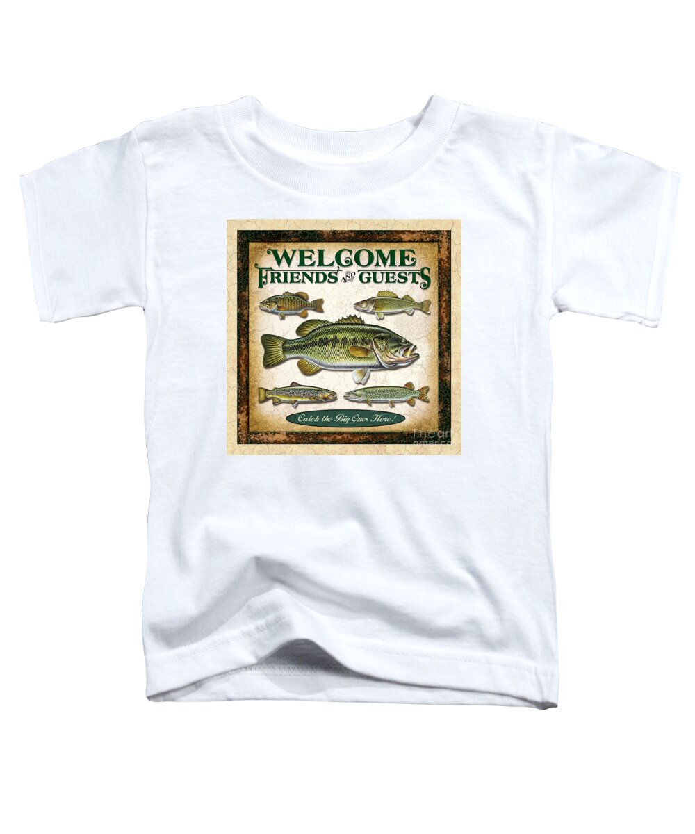 Jon Q Wright Toddler T-Shirt featuring the painting Antique Lure Fish Panel three by JQ Licensing