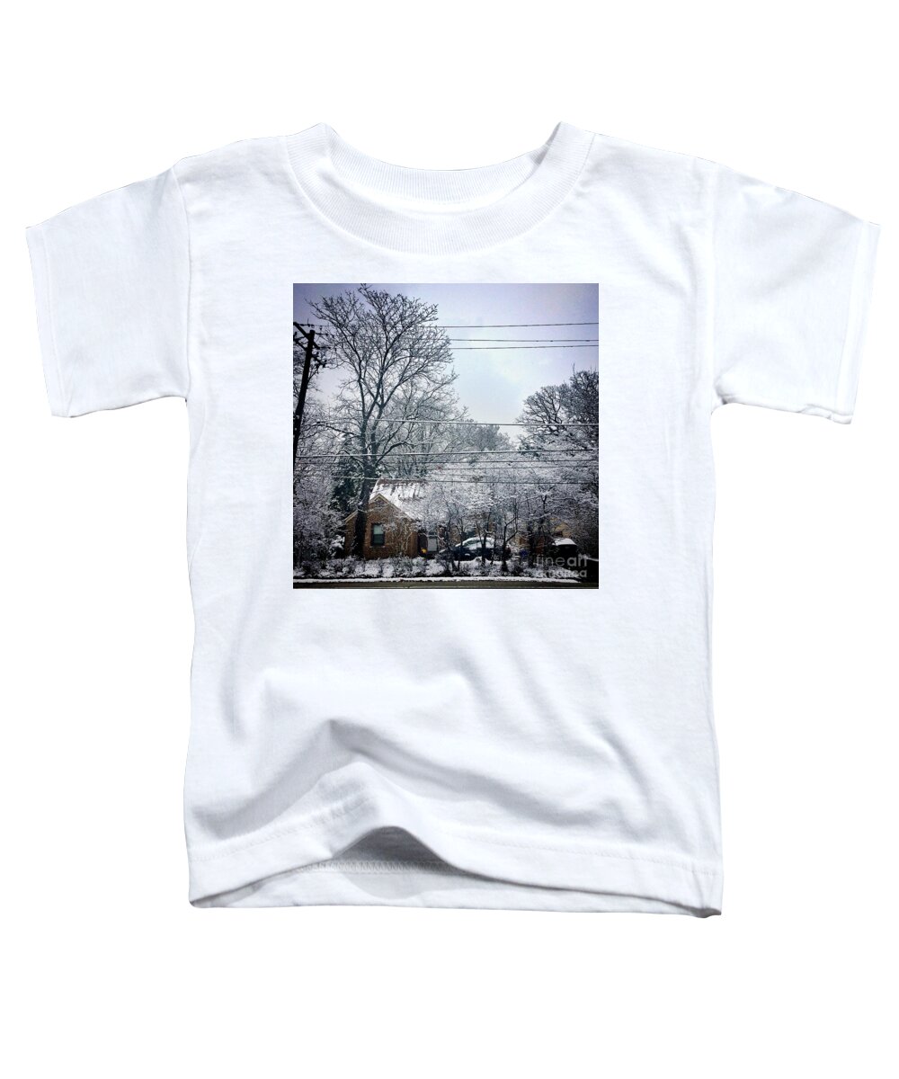 Winter Scene Toddler T-Shirt featuring the photograph April Snow by Frank J Casella