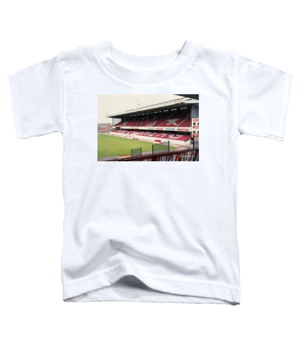 Arsenal Toddler T-Shirt featuring the photograph Arsenal - Highbury - East Stand 3 - 1992 by Legendary Football Grounds
