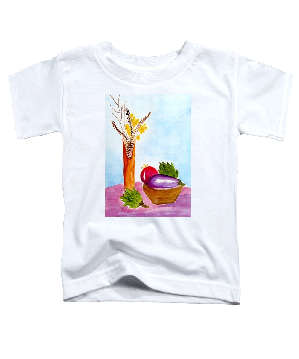 Artichoke Toddler T-Shirt featuring the painting Artichokes and Eggplant by Jamie Frier
